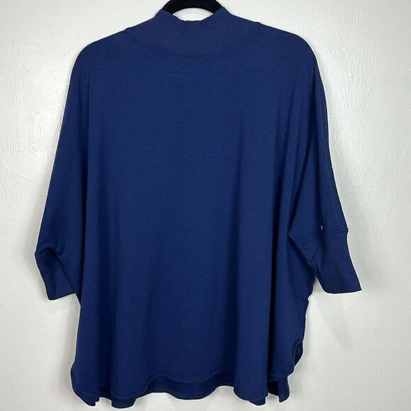 Zuda Cotton Blend 3/4 Dolman Sleeve Pullover Sweater In Dark Blue Size S - Picture 4 of 10